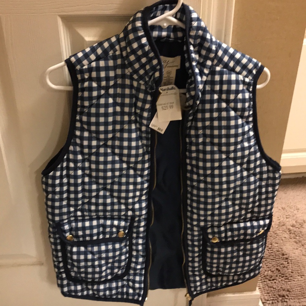 Blue & White Checkered Vest, Size M